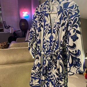 Midi blue and white classy dress. Thick fabric.